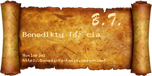 Benedikty Tácia névjegykártya